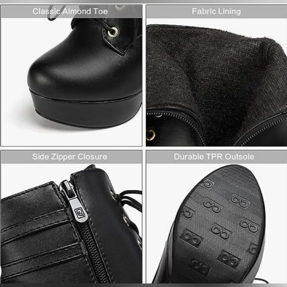 🩵NWOT Black Platform Ankle Boots Size 8 - Picture 3 of 14